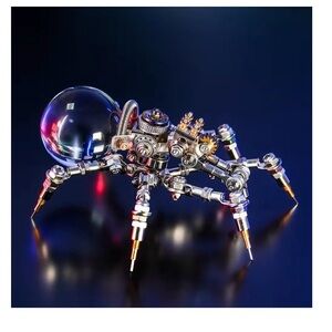 3D Metal Mechanical Spider DIY Puzzle LED Desk Lamp Steampunk